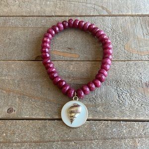 Handmade Natural Pink Jade Sea Shell Bracelet